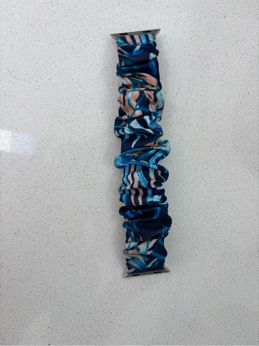 Blue Patterned Scrunchie Watch Band for Women Apple Watch series 11 42 mm 6’2”